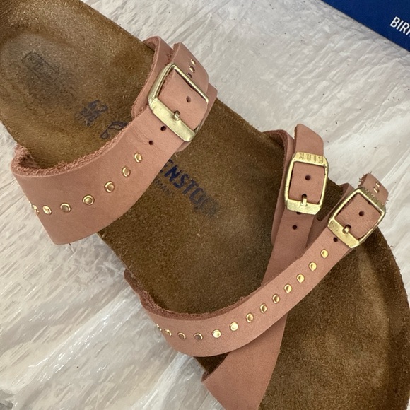 Birkenstock Franca rivets rose Pink gold sandals size 42 11 regular width - Picture 6 of 8